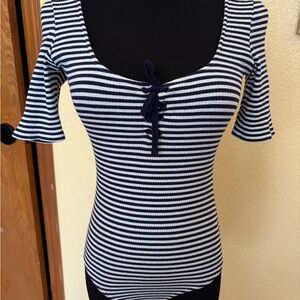 Sezane Lace-Up one piece body suit size M